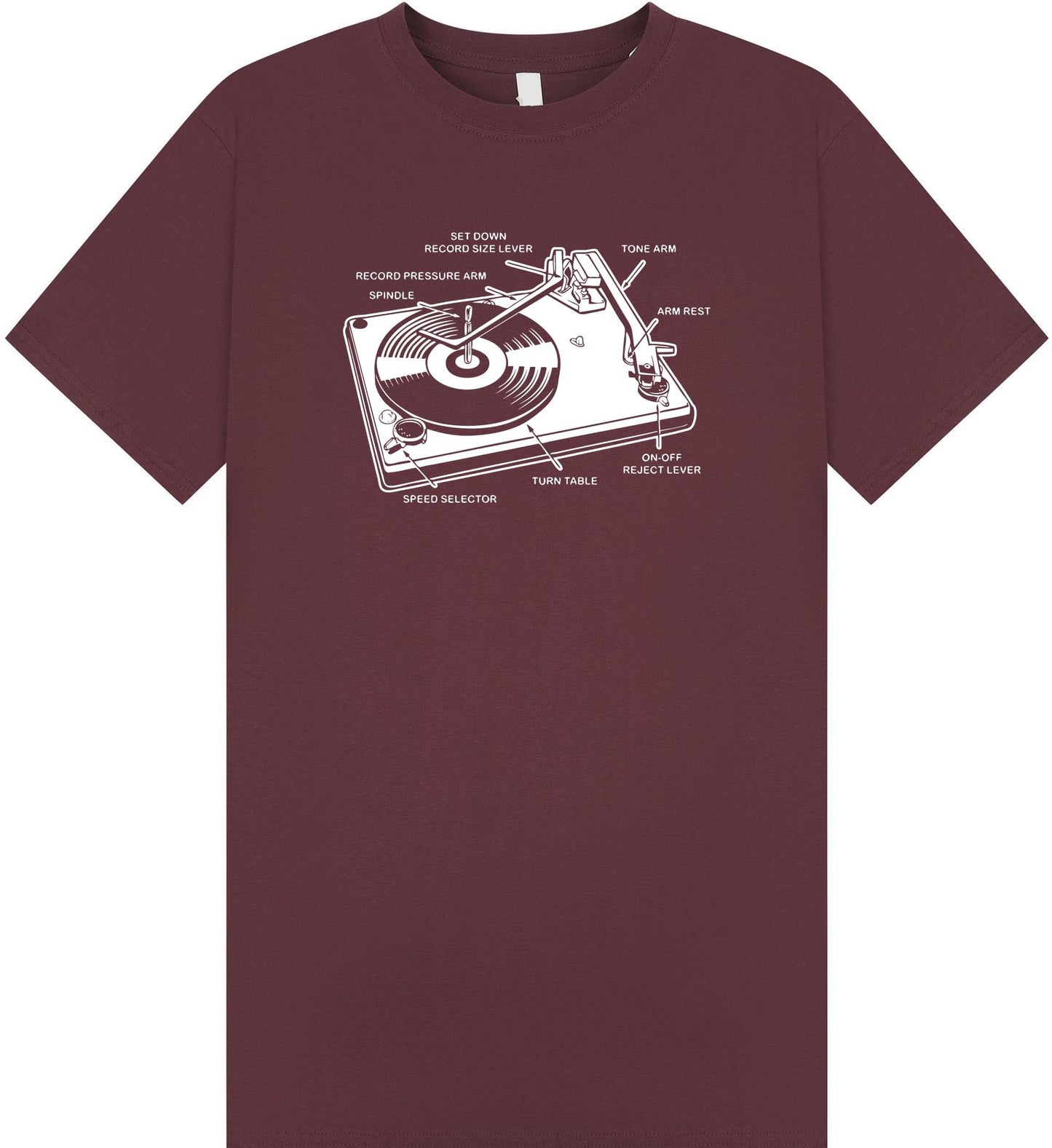 Record Player Diagram T Shirt