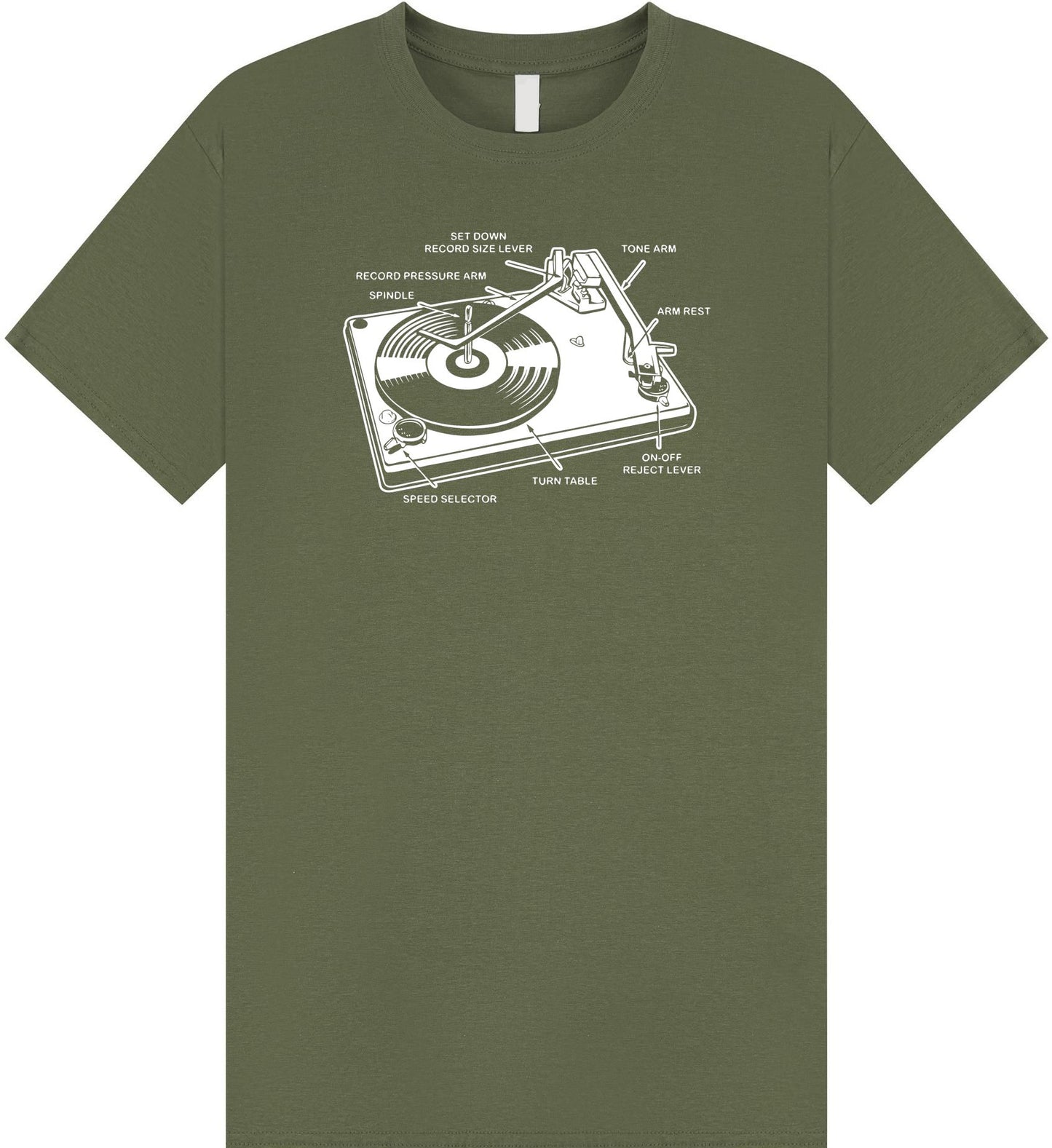 Record Player Diagram T Shirt