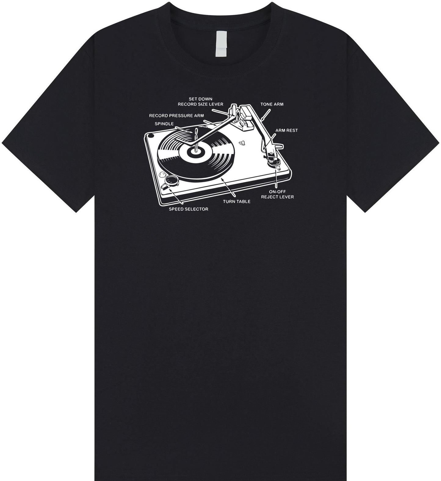 Record Player Diagram T Shirt