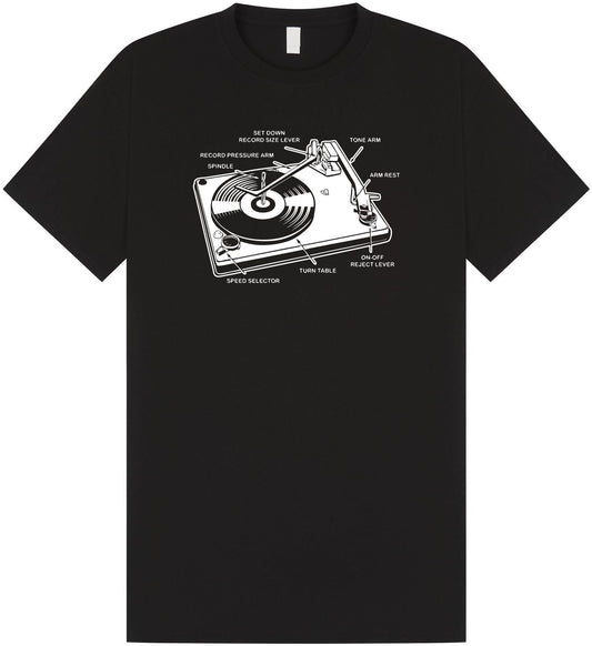 Record Player Diagram T Shirt